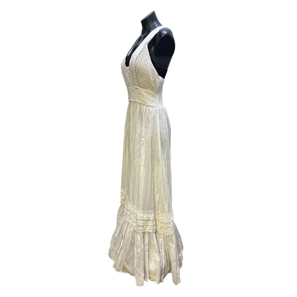 Ramy Brook White Maxi Dress w/Pleated Bodice Size S - Picture 6 of 10